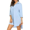 thumbnail image 5 of Women's Long Sleeve Shirts Cotton Linen Button Down Blouses Boho Tunic Tops Light Blue S, 5 of 8