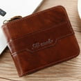 thumbnail image 5 of Men's 100% Cowhide Leather Zipper Wallet RFID Blocking ID Card Holder Coin Purse, 5 of 12