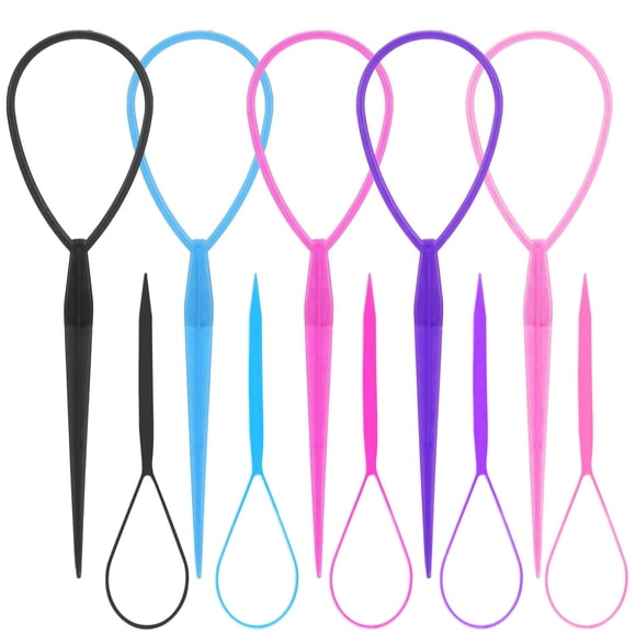 WSYUB Topsy Tail Tools 10 piezas Accesorios para peinados de cabello Herramienta de trenza francesa Loop para niñas 5 colores Tamaños grandes y de trompeta