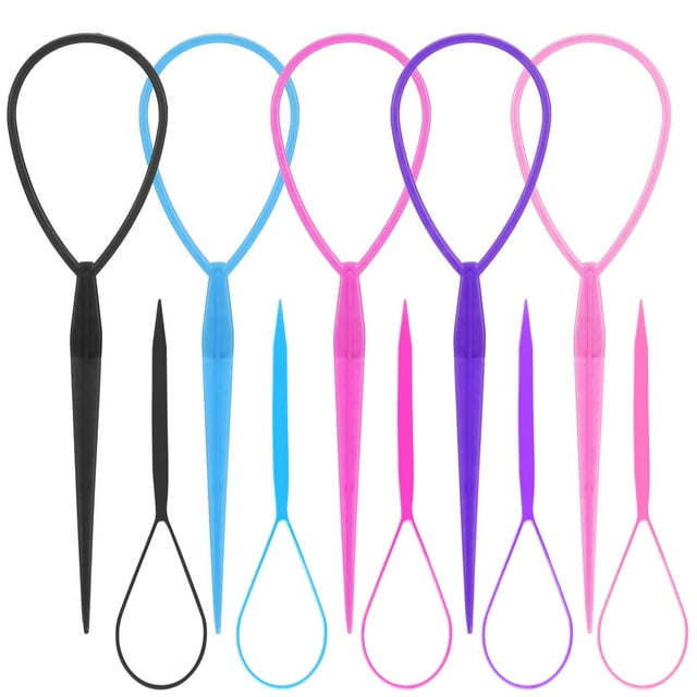 WSYUB Topsy Tail Tools 10 piezas Accesorios para peinados de cabello Herramienta de trenza francesa Loop para niñas 5 colores Tamaños grandes y de trompeta