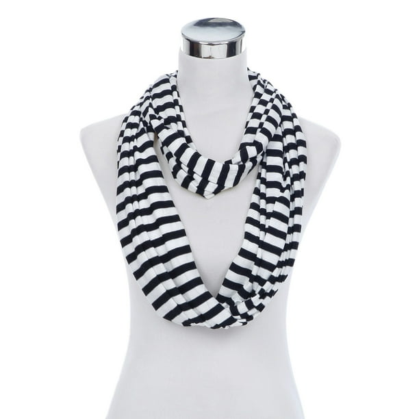 TrendsBlue Soft Striped Infinity Loop Jersey Scarf