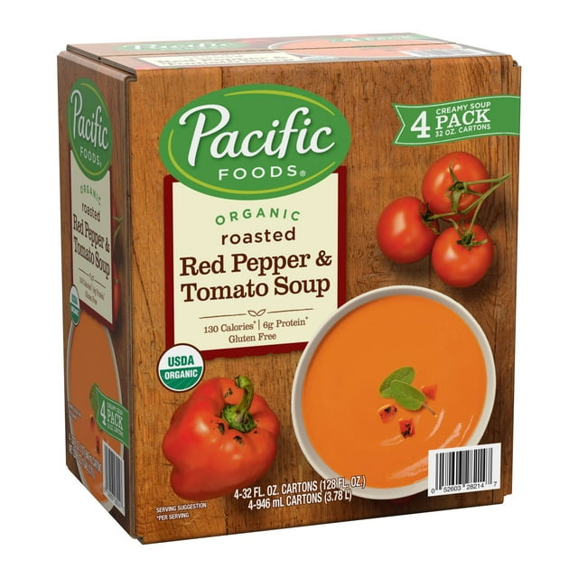 Pacific Organic Roasted Red Pepper and Tomato Soup, 32 oz., 4 pk.
