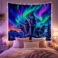 thumbnail image 2 of Pack of Wolves on Rocky Outcrop Under Aurora Mountains, Majestic Fantasy for Wolf Lovers, Wildlife Wall Art, Housewarming Gift, Tapestry Wall Hanging for Bedroom and Dorm, 2 of 7