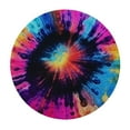 thumbnail image 4 of HAOXIT Colorful Tie Dye On Black Round Dinner Tablecloth,Washable Spill Proof Table Cloth, Table Cover for Kitchen Dining Room Party,Desk Clothes for Indoor &amp; Outdoor 46-50, 4 of 8