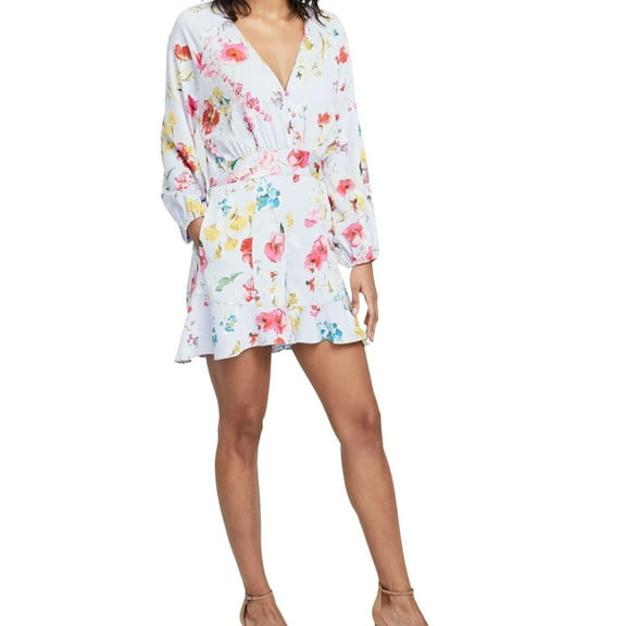 Rachel Roy Womens Floral Romper Jumpsuit, Blue, 0