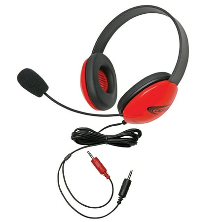 UPC: 0610356831922 | Califone Listening First 2800-AV Over-Ear Stereo Headset with Gooseneck Microphone  Dual 3.5mm Plug  Red  Each