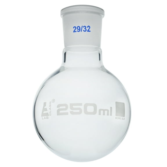 Boiling Flask with Joint, 250ml - Socket Size 29/32 - Round Bottom, Interchangeable Joint - Borosilicate Glass - Eisco Labs