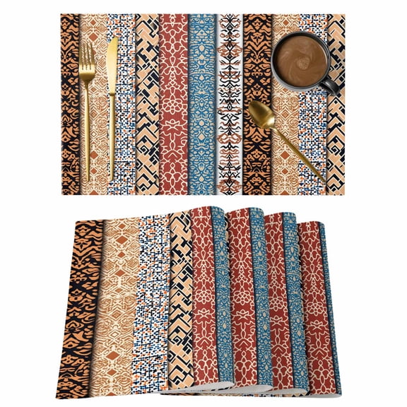 Bohemian Patterns Placemats Set of 4 Retro Art Place Mats Table Mats Kitchen Dining Home Outdoor Party Table Decoration