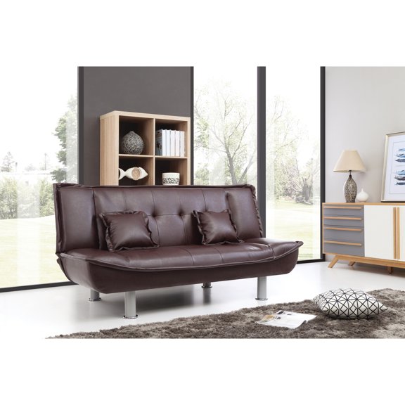 Glory Furniture Lionel Faux Leather Sleeper Sofa in Burgundy