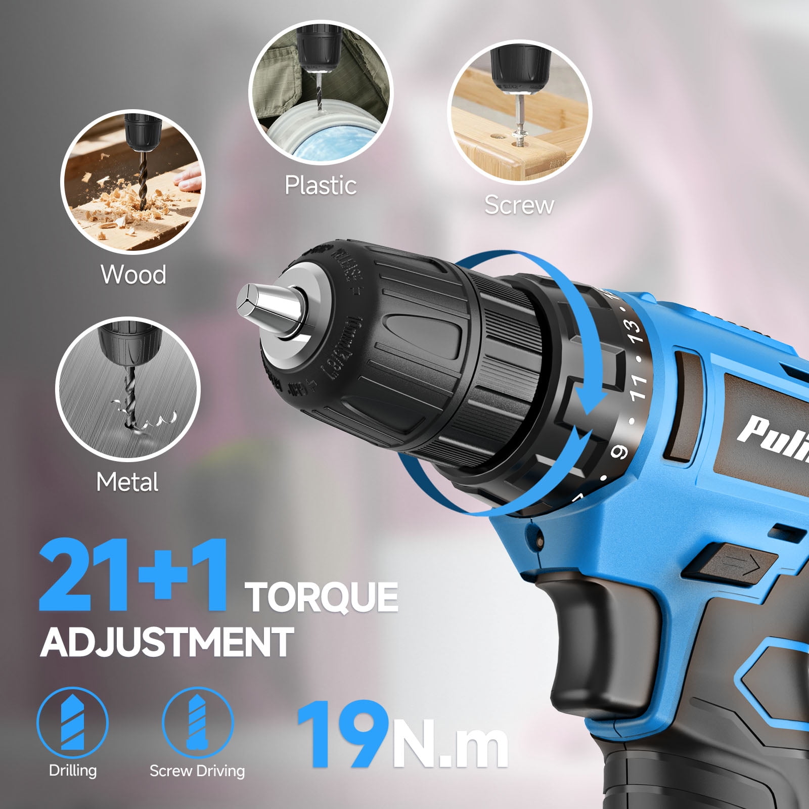 PULITUO 148-Piece Home Drill Set with 12V Blue Cordless Drill, Hand Tools, Tool Box, Ideal for Men, Women, and DIY Enthusiasts for Home Improvement