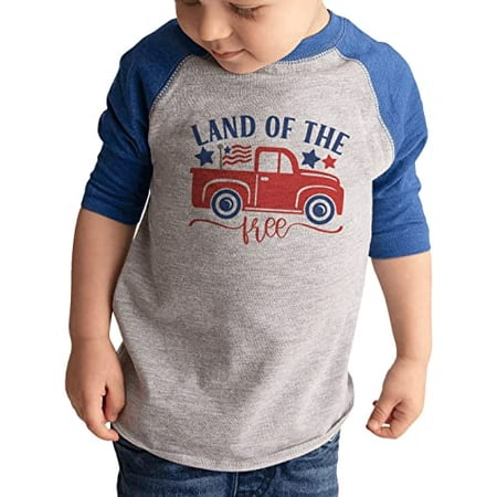 

7 ate 9 Apparel Kids Patriotic 4th of July Shirt - Land of The Free Truck Blue Shirt 6 Months