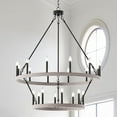 thumbnail image 3 of ACROMA  20-light Modern Farmhouse 40In Round Wagon Wheel Chandelier with UL Driftwood Distressed, Satin, Matte Adjustable Painted Pine, 3 of 5