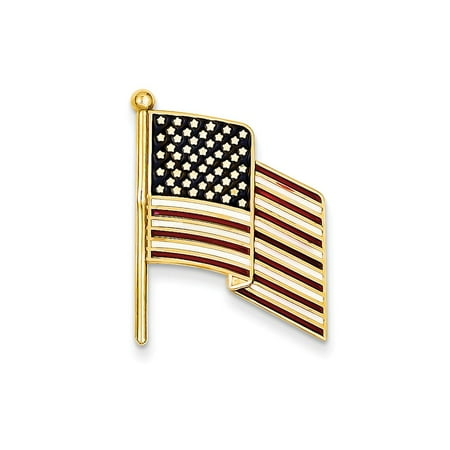 14k Yellow Gold Enameled Flag Pin Charm (1.1in long x 0.8in wide)