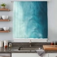 thumbnail image 4 of Blue Teal Ombre Semi Sheer Curtains Drapes for Living Room, Bedroom, French Doors Window 72 Inches Long, Coastal Beach Modern Abstract Art Rod Pocket Chiffon Curtain Drapery Voile Draperies Panel, 4 of 8