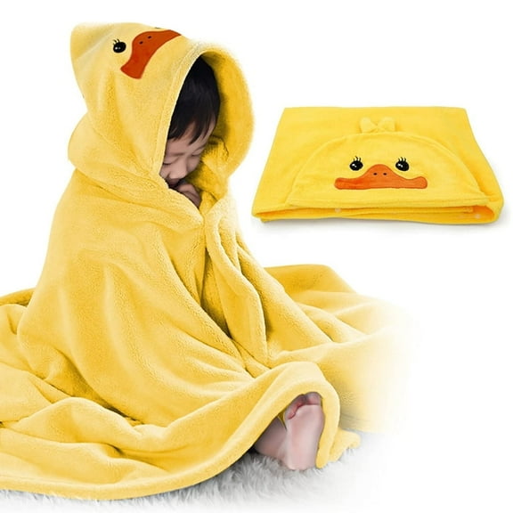 Tyethy Hooded Baby Bath Towel Ultra Soft Highly Absorbent Bathrobe Blanket Warm Toddlers Shower Gifts for Boys Girls, Yellow