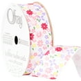thumbnail image 3 of (3 pack) Offray Ribbon, White 7/8 inch Floral Grosgrain Ribbon, 9 feet, 3 of 10