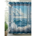 thumbnail image 3 of Coastal Waterproof Fabric Shower Curtain, Window Nautical Beach Blue Seaside Shower Curtain for Bathroom Curtains Bathtubs Hotel Washable Shower Curtains with 12 Hooks Stall 48x72in, 3 of 6