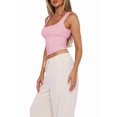 thumbnail image 4 of Women'S Sleeveless Square Neck Tank Top Double Layer Basic Crop Tops Summer Workout Casual Tops Pink S, 4 of 7