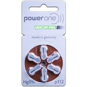 Power One Size 312 MERCURY FREE Hearing Aid Batteries (60 batteries)