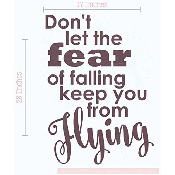 Don't Let Fear Keep from Flying Best Vinyl Lettering Stickers Inspirational Wall Decals Quote 23x17-Inch Eggplant