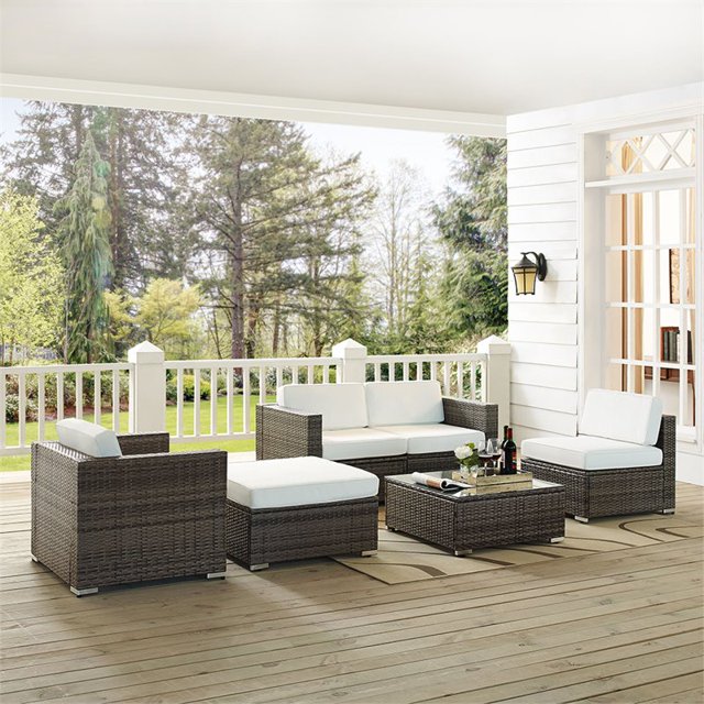 Crosley Sea Island Canapé Patio 6 Pièces en Marron et Blanc