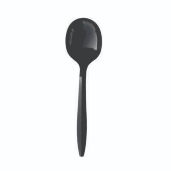 Mediumweight Polypropylene Cutlery for Soup Spoon, Black - 1000 Carton