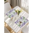thumbnail image 5 of Purple Flowers Placemats Set of 8, Spring Floral Leaves Plants Gray Plaid Placemats for Dining Table, Place Mats for Kitchen Tabletop, Waterproof Wipeable Dining Table Mats Set, 5 of 9
