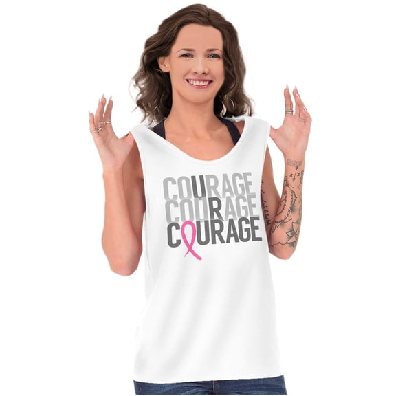 Courage Breast Cancer Awareness Tank Top Tee Shirt Women Brisco Brands S