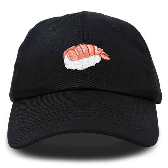 Dalix Shrimp Nigiri Embroidered Sushi Cotton Dad Hat Baseball Cap Adjustable Womens in Black