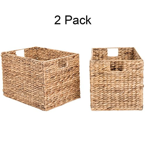 Decorative Hand Woven Water Hyacinth Wicker Storage Baskets Set Of Two 16x11x11 Perfect For Shelving Units Canada Decorative Hand Woven Water Hyacinth, Storage Wicker Baskets