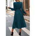 thumbnail image 2 of Vestido PRETTYGARDEN Cruzado con Escote en V y Volantes Maxi Azul Lago M, 2 of 7