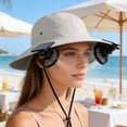 thumbnail image 6 of FEOLGEHLY Solar Fan Hat, UV Protection Sun Hat with Cooling Fan, Solar & USB Charging Breathable Fisherman Hat Wide Brim Neck Flap Waterproof for Fishing Hiking Gardening Outdoor, Gray, 6 of 6