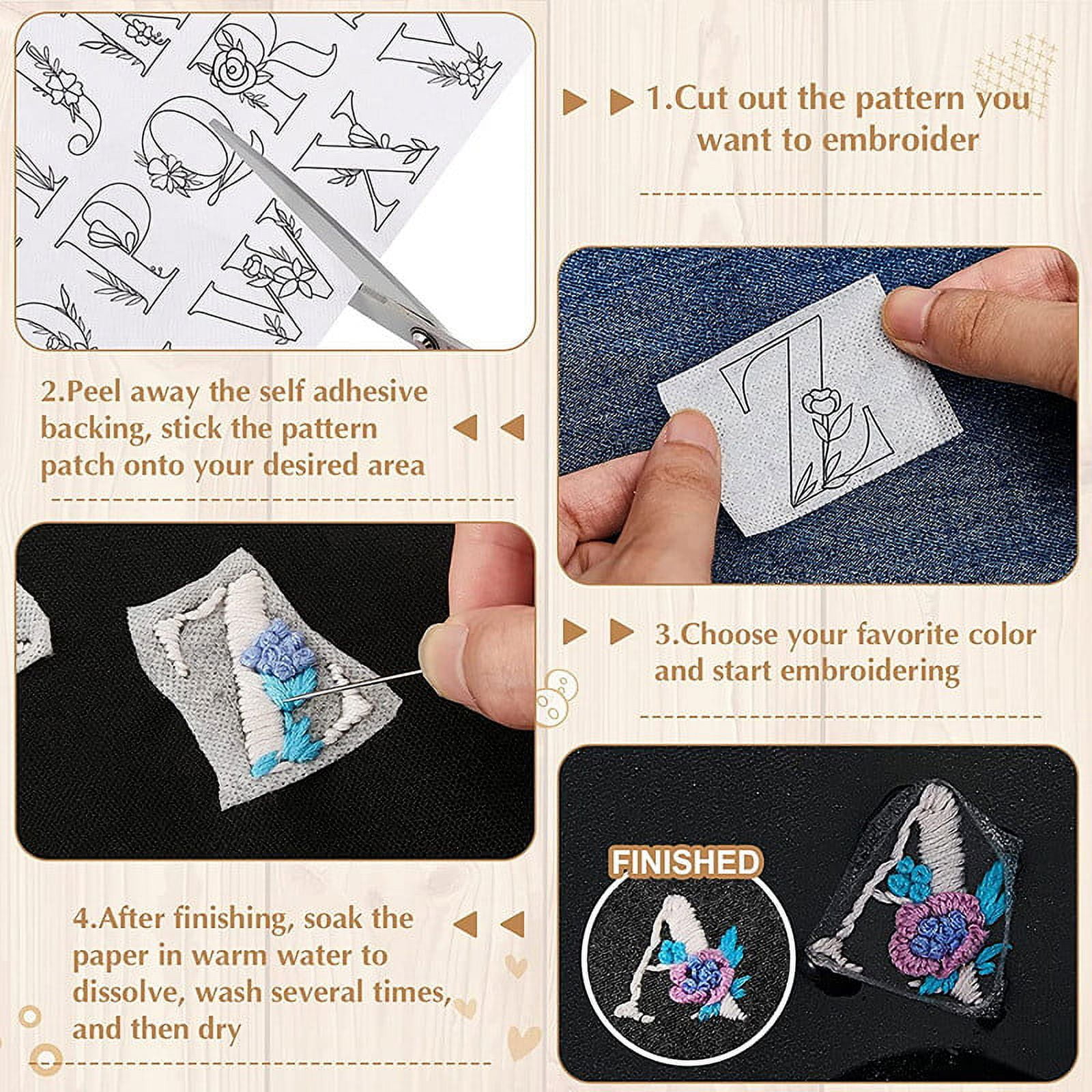 10Pcs Water Soluble Stabilizer, Yannianjz Hand Sewing Stabilizer Washable Water Soluble, Tear-off Machine Embroidery Stabilizer, Flower Pattern Embroidery Stabilizer for Embroidery, Hand Sewing,