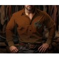 thumbnail image 1 of Camisa de manga larga con estampado de flores de vaquero occidental para primavera y verano, cómoda camisa de fiesta de tela suave para hombre, 1 of 6