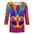thumbnail image 5 of Lorytime Carnival Oversized T Shirts for Women Pattern Tuesday Tee Pullover 3/4 Sleeve Mardi Gras Tops Crewneck Clothes, 5 of 5
