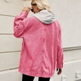 thumbnail image 2 of SWSMCLT Women's Jean Jacket Light Washed Coat Hooded Denim Jacket Long Sleeve Top Spring Soft Oversized Baggy Classic Western Casual Pocket Pink Large, 2 of 5