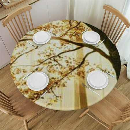 

Autua Sunlight Trees Round Tablecloth Waterproof Fabric for Indoor and Outdoor Parties - Stain Resistant and Washable 46 -50