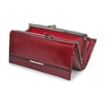 thumbnail image 1 of Piel Genuina Cartera Mujer Largo Lujo Patrón De Cocodrilo  rojo, 1 of 4
