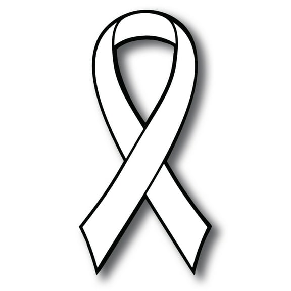 Support Lung Cancer Awareness White Ribbon Magnet Decal, 3.5x7 in, Automotive Magnet