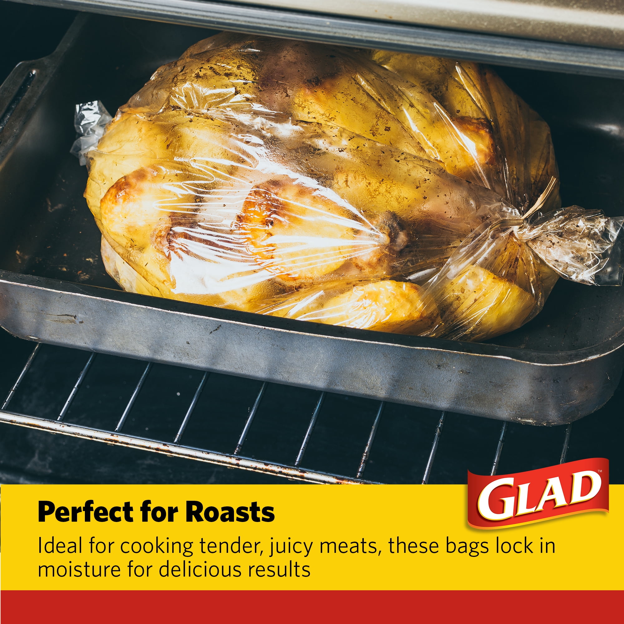 Glad Turkey Size Oven Bags 19 x 23.5 inches, BPA-Free, 2 Count, Fits 8 to 24 lbs
