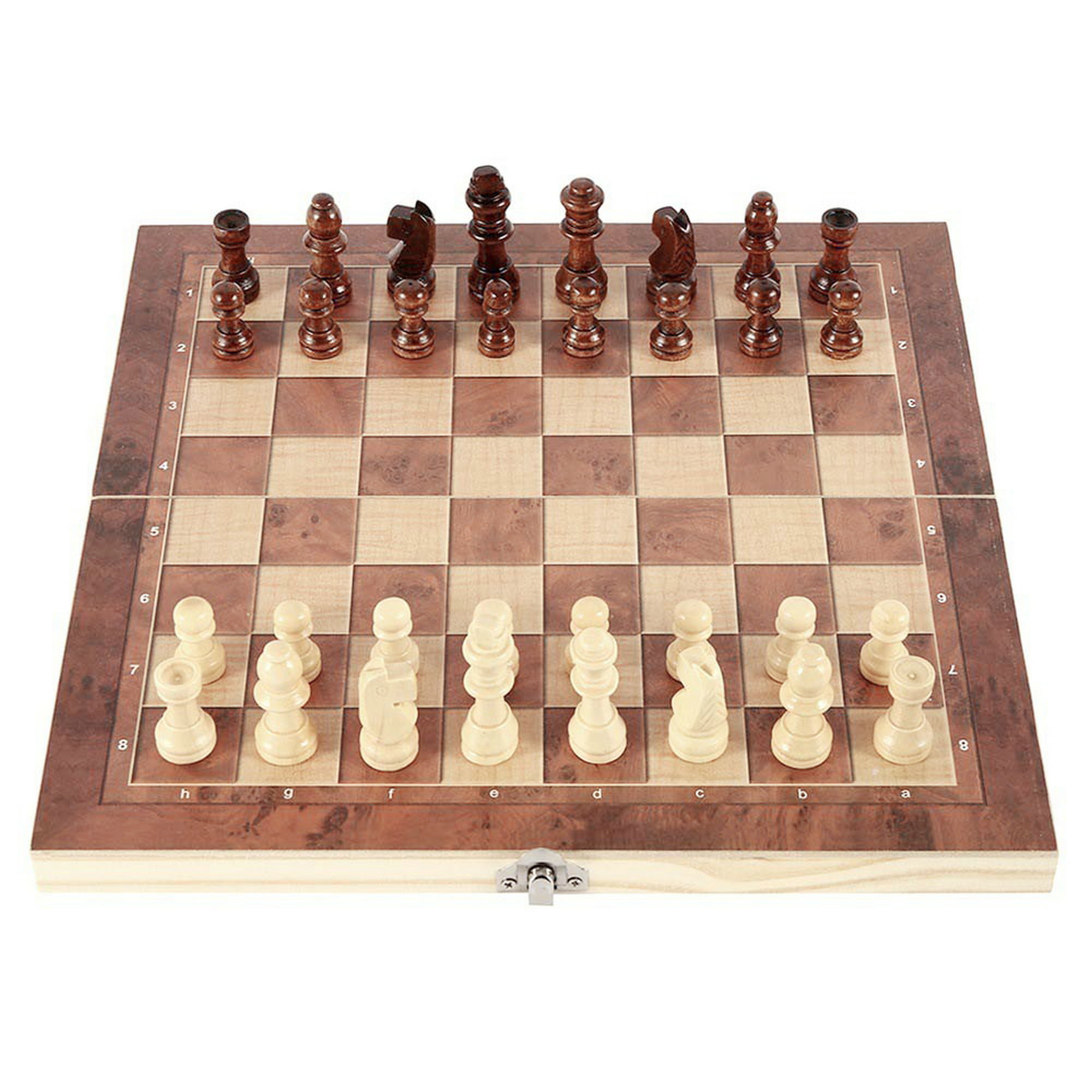 Details about   Large FOLDING WOODEN CHESS SET Board Game Checkers Backgammon Draughts Toys Gift 