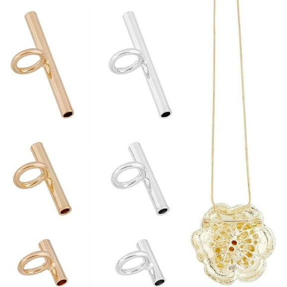 12Pcs 3 Sizes Pin to Pendant Converter Brass Brooch Pendant Converters Golden and Silver Brooch Converters for Changing Brooches Pins to Pendant