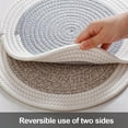thumbnail image 3 of Fennco Styles Hand Braided Reversible Two-Tone Cotton Blend Placemats 14" Round, Set of 4 - Blue-Grey Woven Texture Heat Resistant Insulation Table Mats for Home, Kitchen Décor, Dining Table, Holidays, 3 of 6