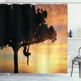 thumbnail image 1 of Ambesonne Sloth Shower Curtain, Sunset View Exotic Fauna, 69"Wx84"L, Peach Black Yellow, 1 of 3
