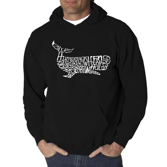 LA Pop Art Men's Word Art Hooded Sweatshirt - Humpback Whale