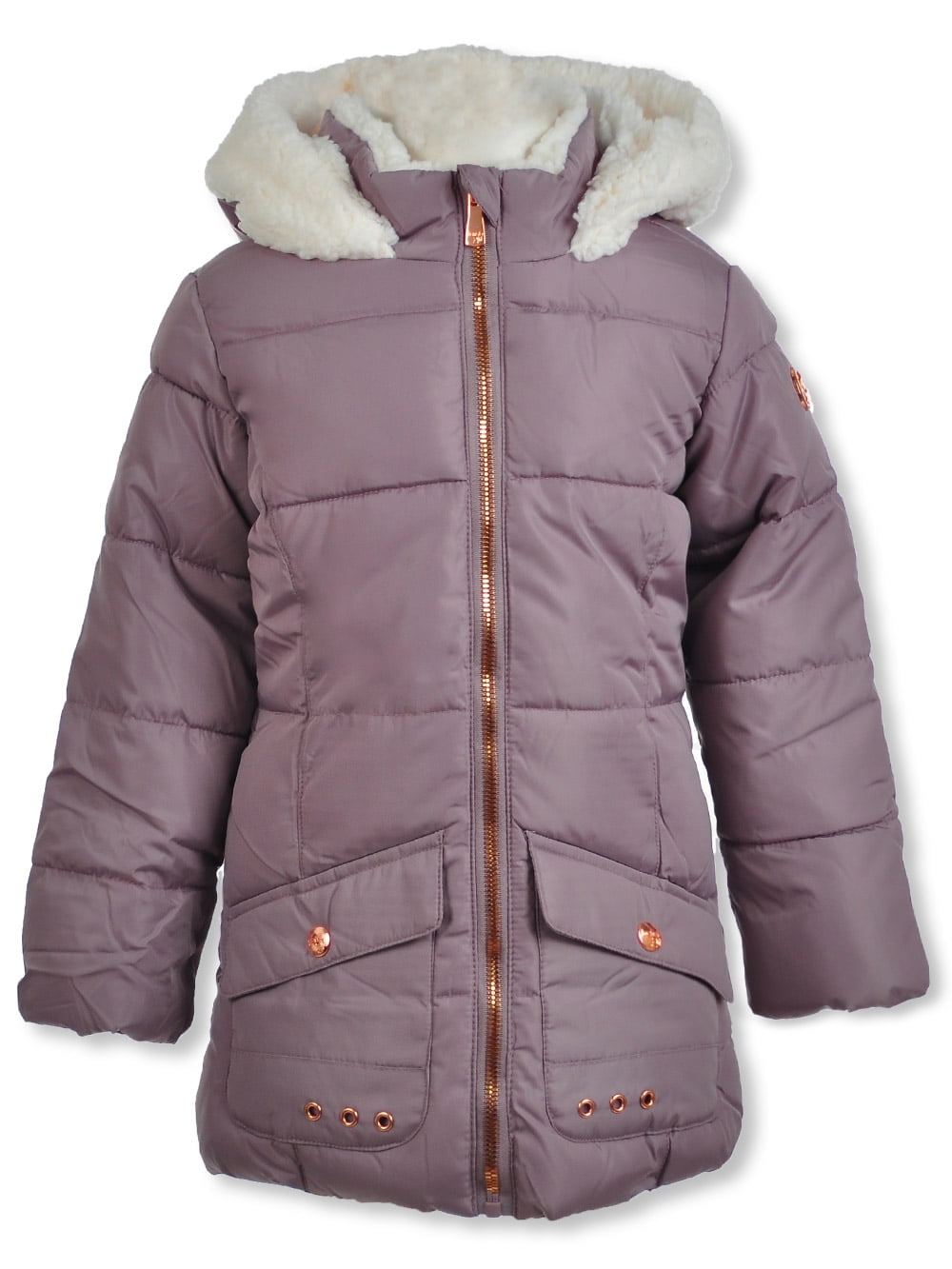 Kensie Girl Girls' Faux Fur Sherpa Lined Jacket gray, 4 (Little Girls