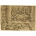 thumbnail image 2 of Heinrich Aldegrever 24x18 Gold Ornate Framed and Double Matted Museum Art Print Titled - Lazarus Begging for Crumbs from Dives's Table (1552), 2 of 4