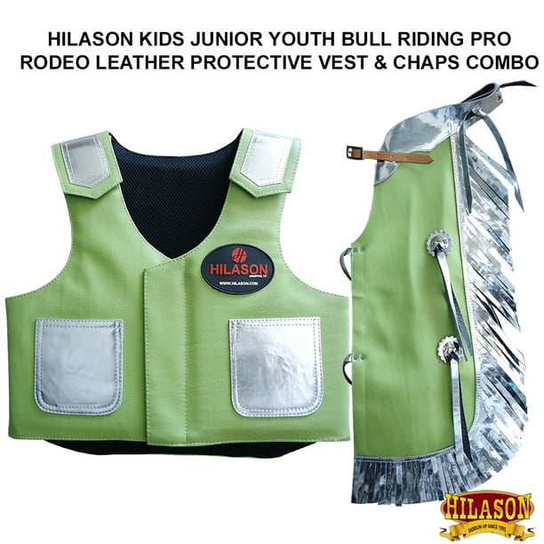 Bull Riding Vest Hilason Kids Junior Youth Bull Pro Rodeo Leather Chaps