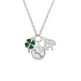 thumbnail image 2 of Delight Jewelry Silvertone Green Four Leaf Clover with Heart Leaves Let Things Go Fall Zoey Charm Necklace, 28", 2 of 4