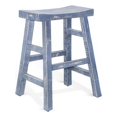 thumbnail image 2 of Rena Counter Stool Set of 2, Saddle Seat, Ocean Blue Mahogany Wood, 2 of 7